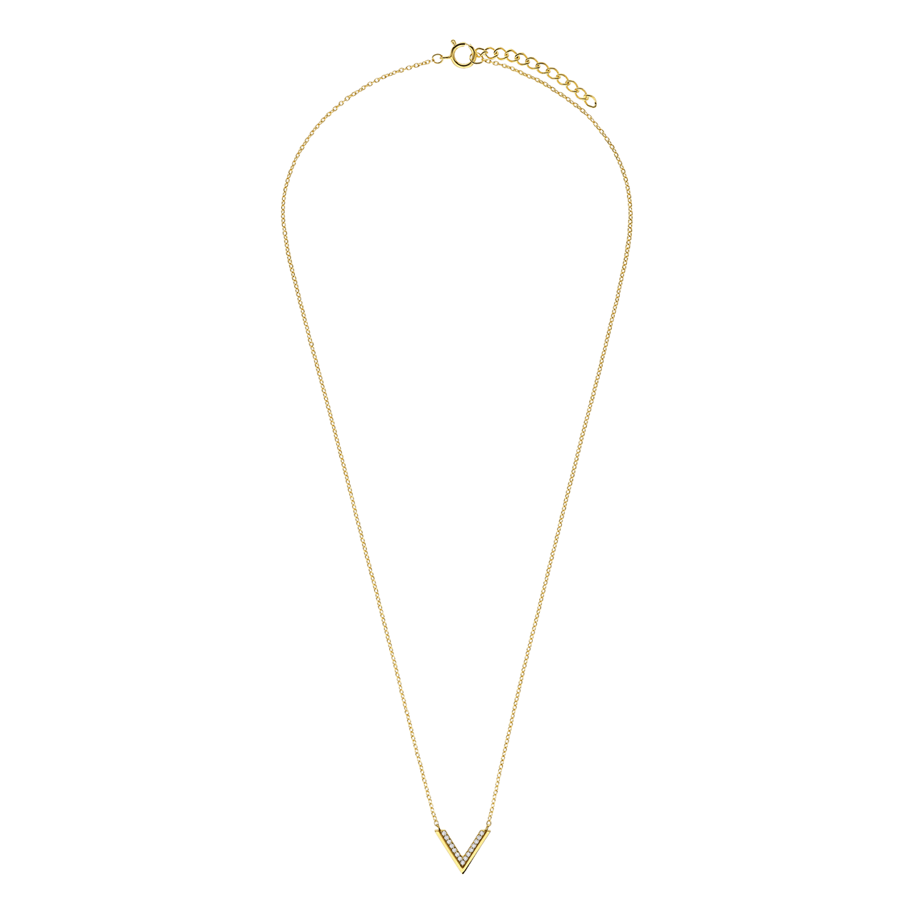 Zilveren goldplated ketting met hanger met zirkonia voor dames