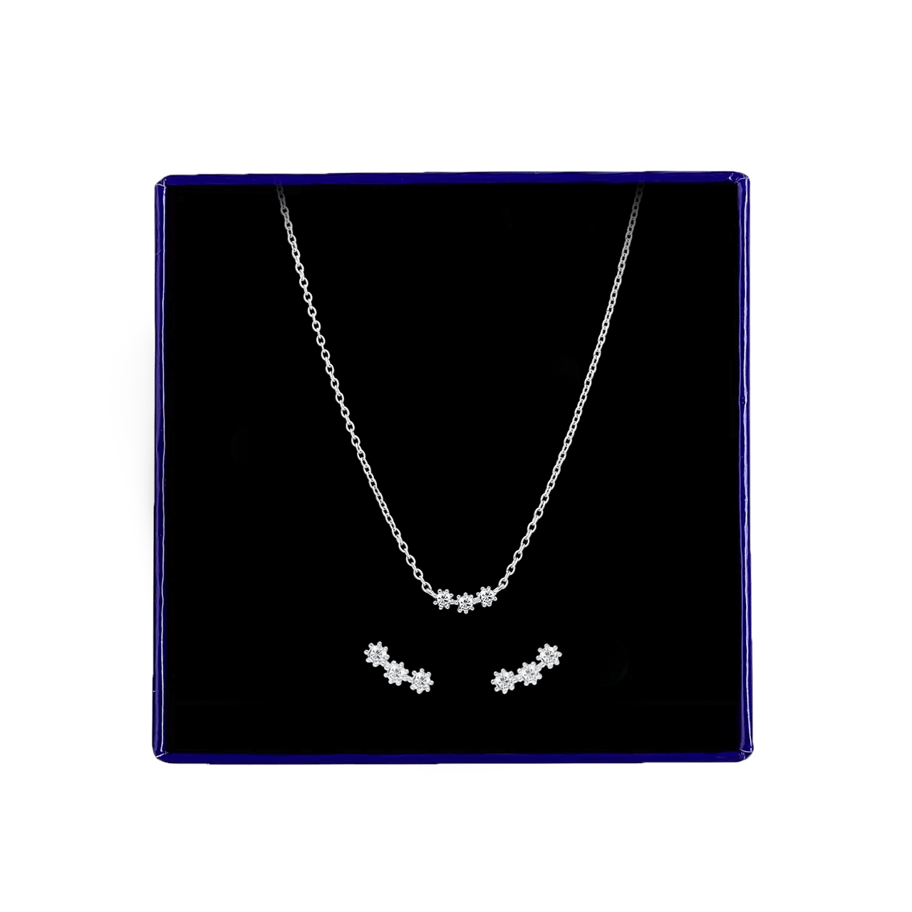 Silbernes Schmuck-Set Halskette und Ohrringe Zirkonia