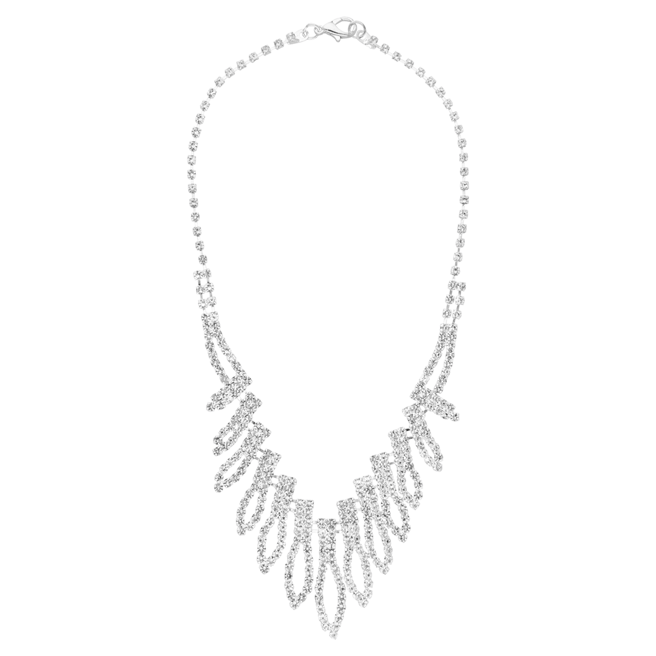Zilverkleurige bijoux set met ketting en oorbellen