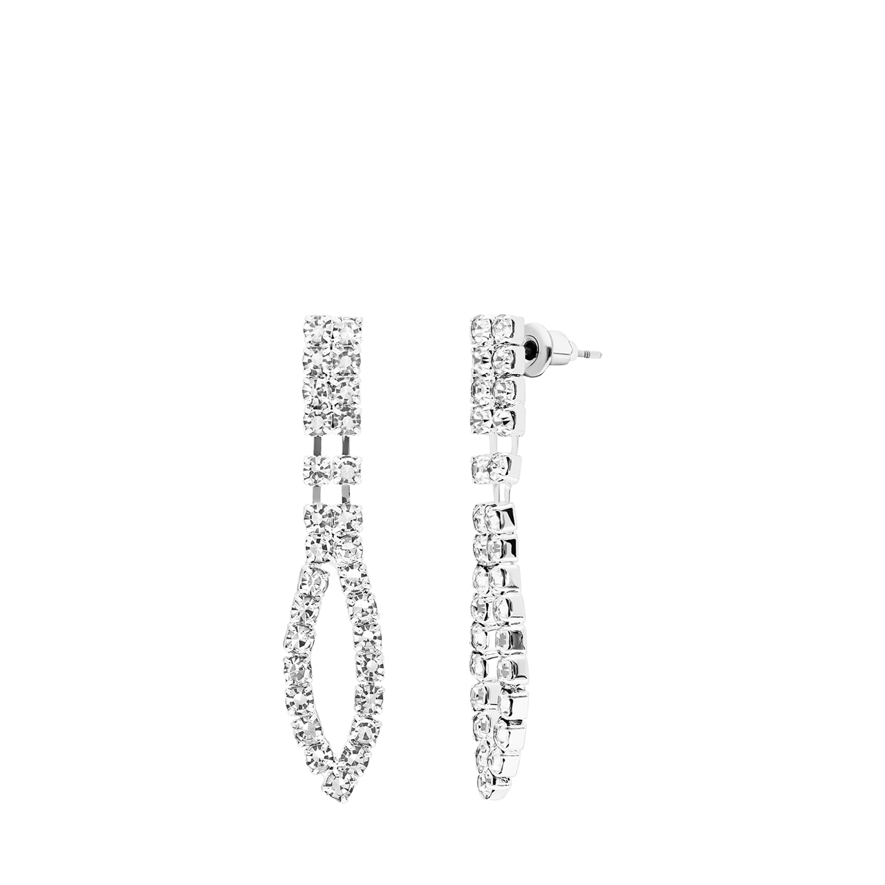 Zilverkleurige bijoux set met ketting en oorbellen