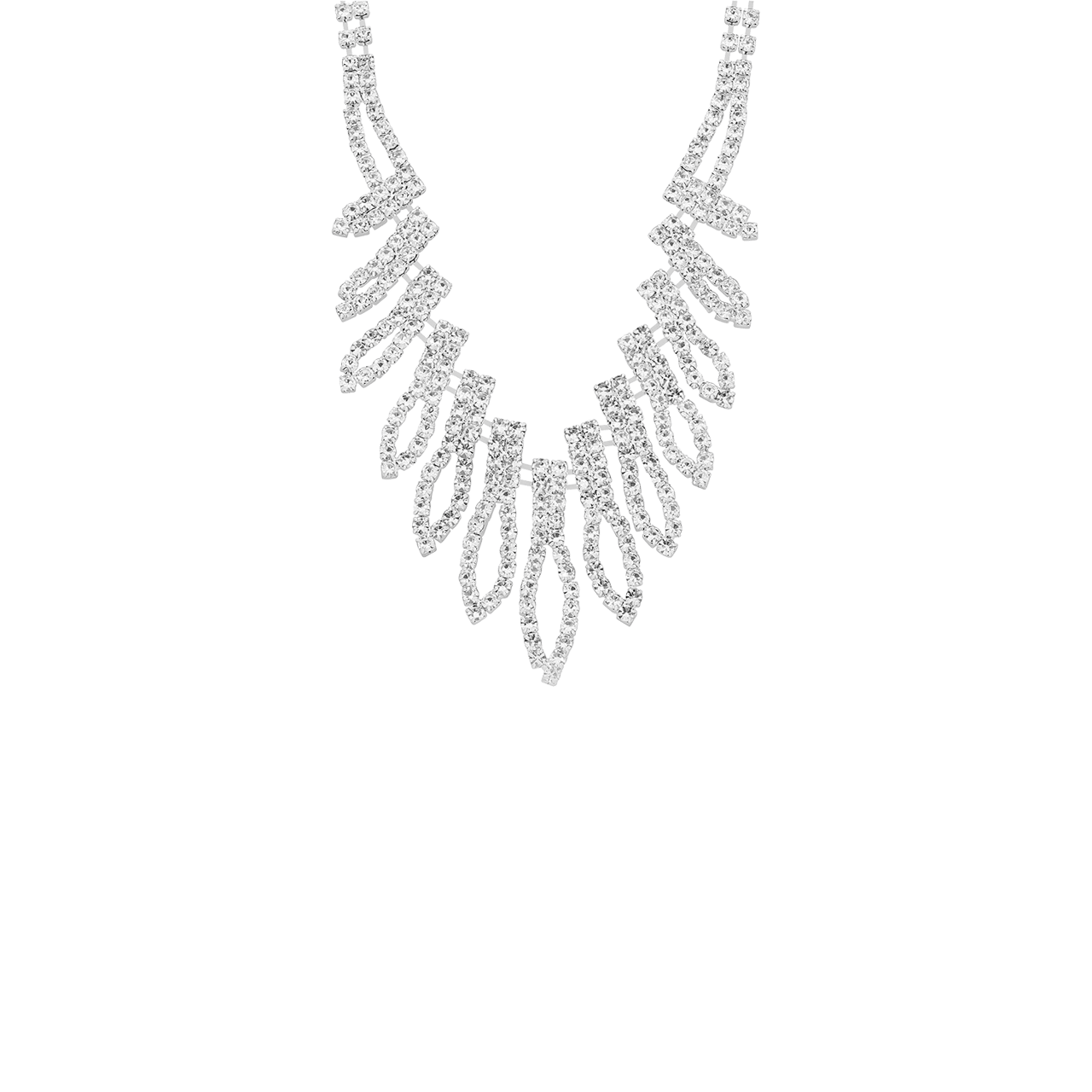 Zilverkleurige bijoux set met ketting en oorbellen