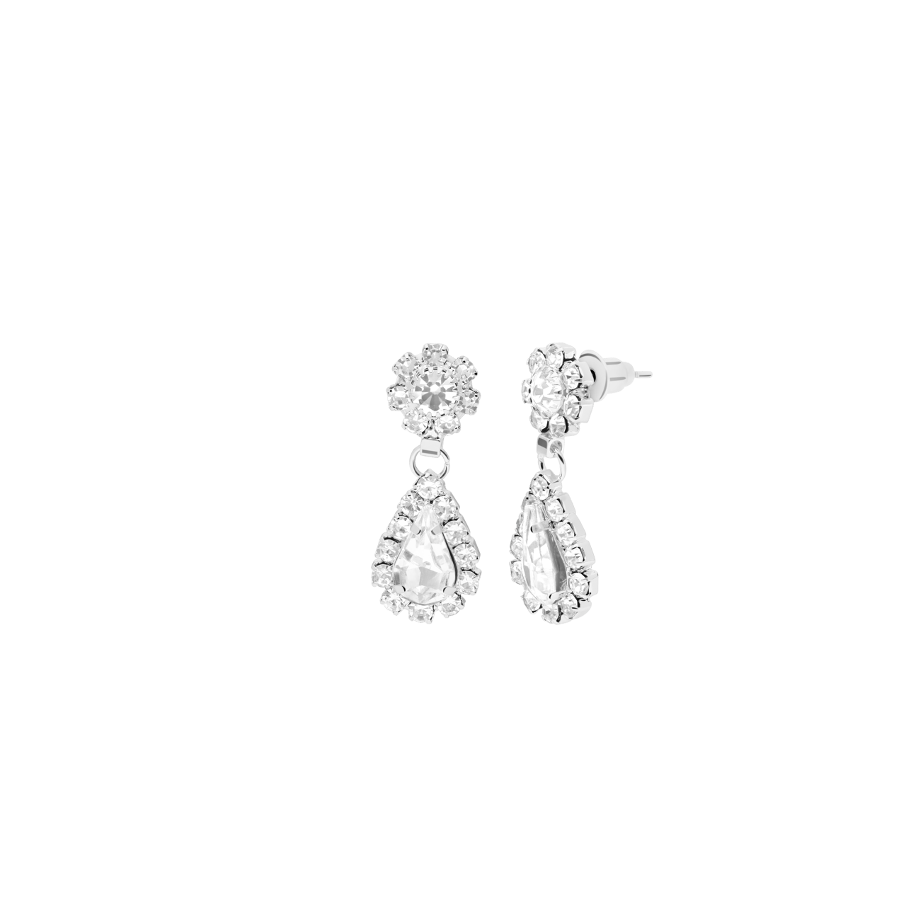 Zilverkleurige bijoux set met ketting en oorbellen druppel