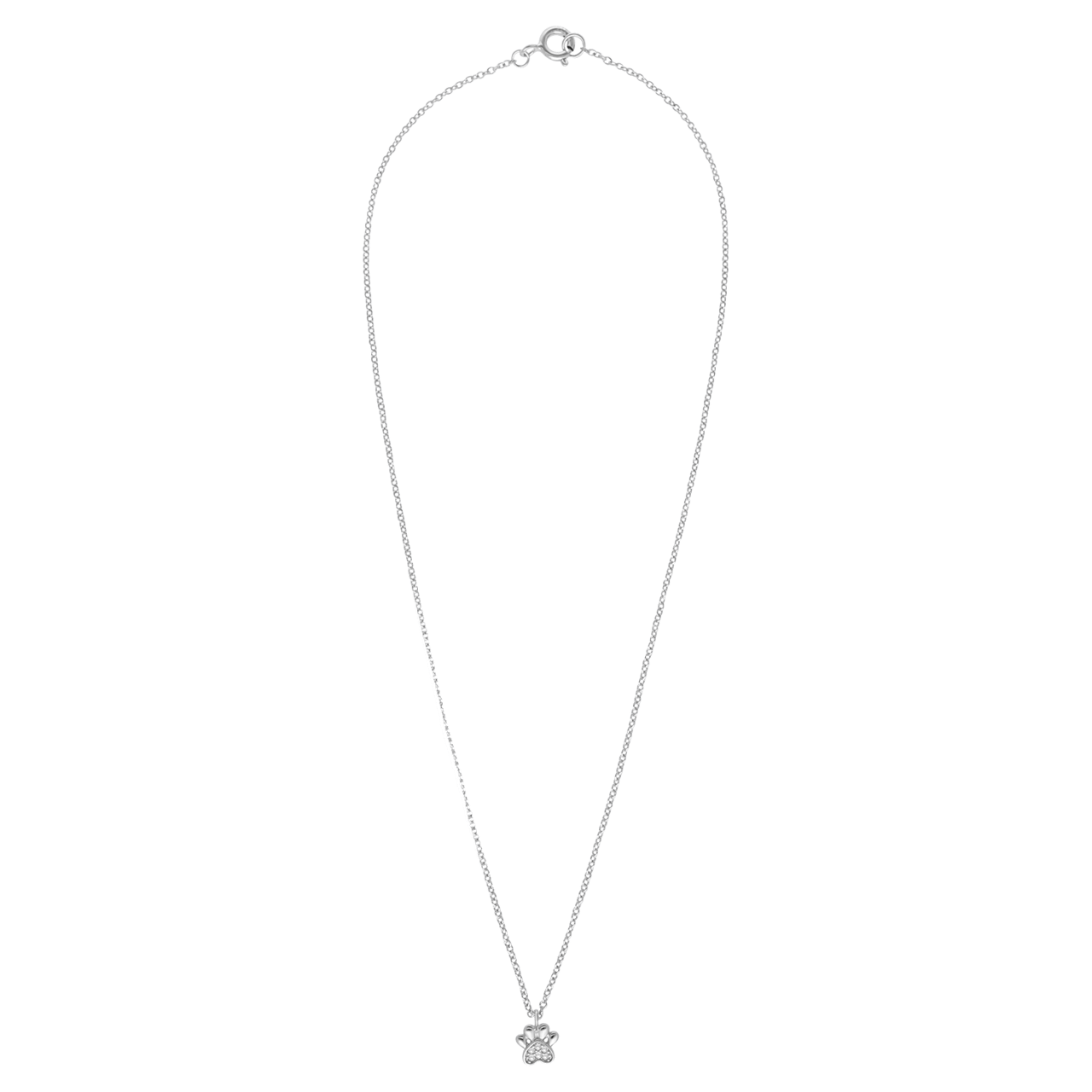 Zilveren ketting met hanger hondenpoot zirkonia