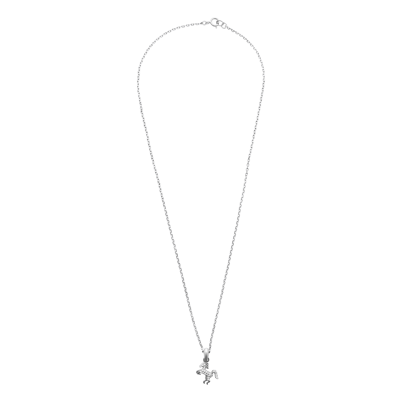 Zilveren kinderketting met hanger paard zirkonia