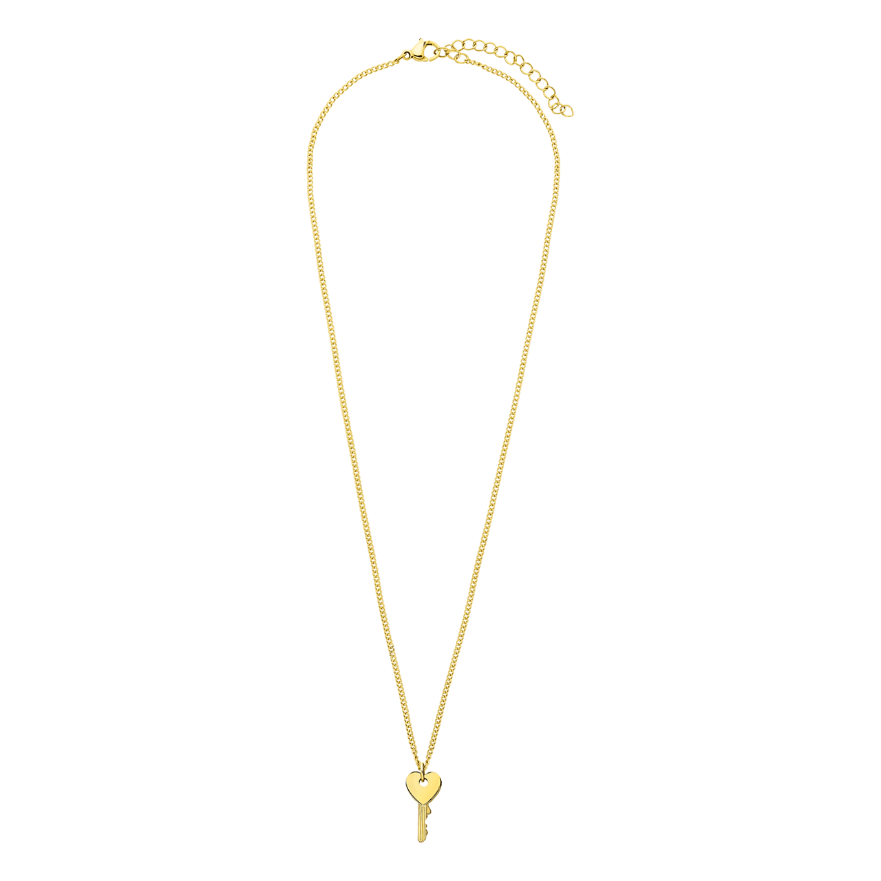 Stalen goldplated ketting met hanger sleutel
