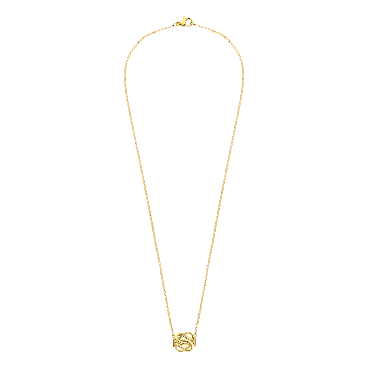 Goldplattierte Halskette aus recyceltem Edelstahl mit Teppichklopfer-Design