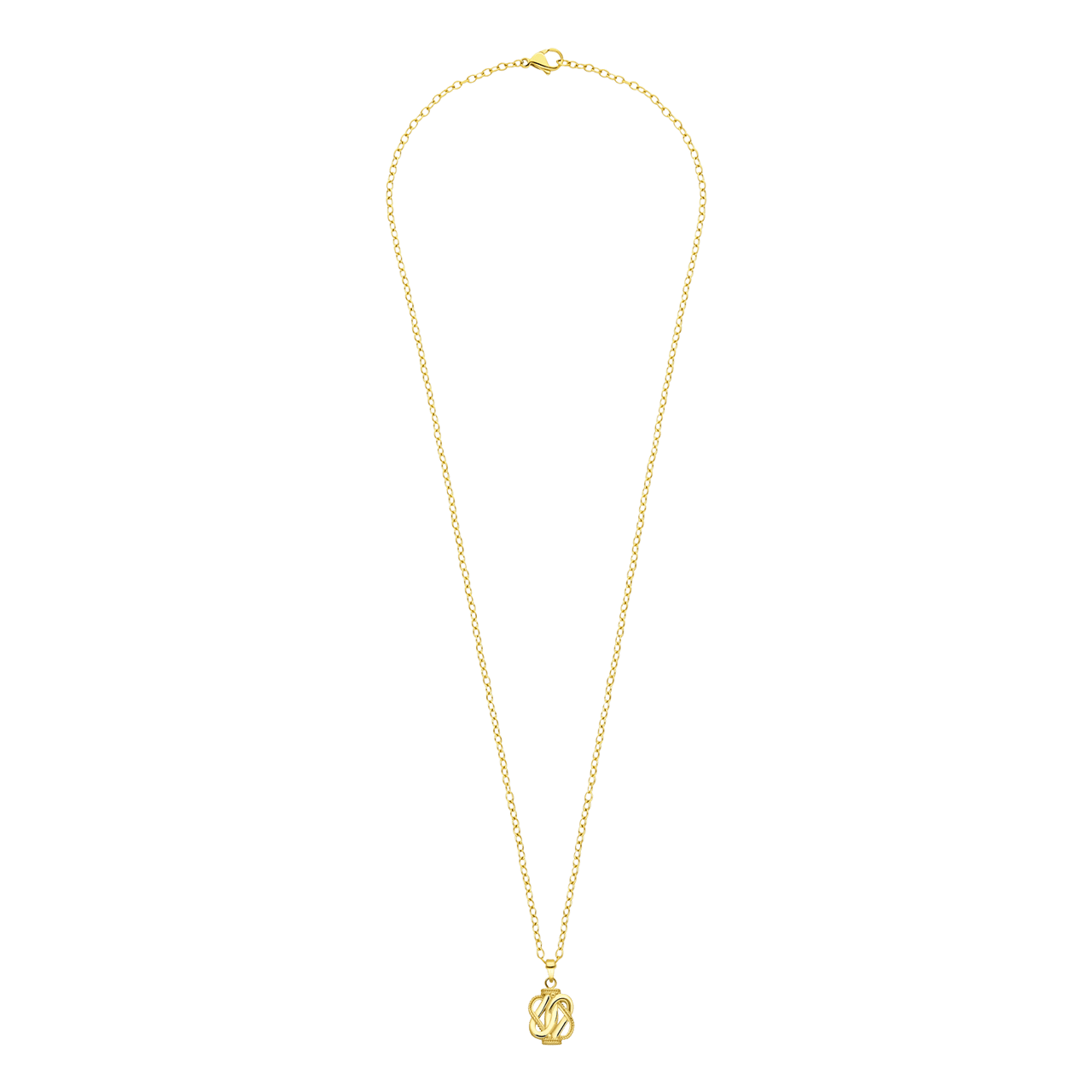 Goldplattierte Halskette aus recyceltem Edelstahl mit Teppichklopfer-Design