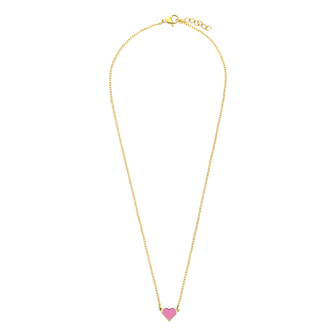 Little Miss Fabulous stainless steel goldplated ketting met hart emaille lichtroze