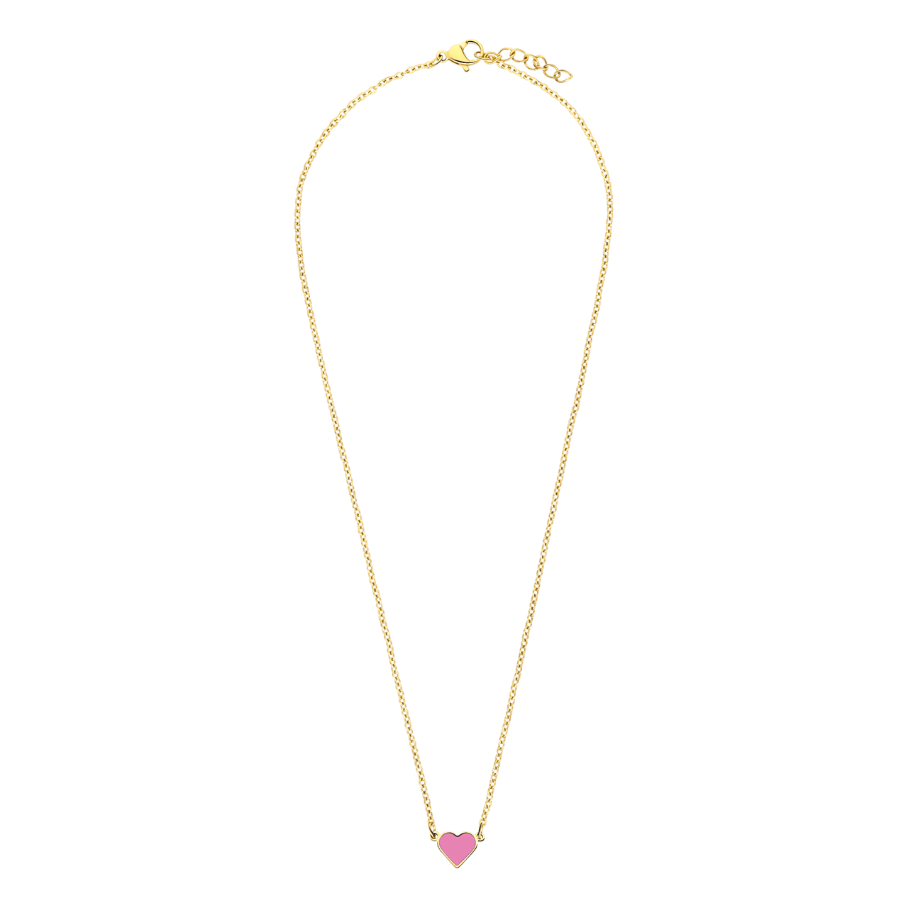 Little Miss Fabulous stalen goldplated ketting met hart emaille lichtroze