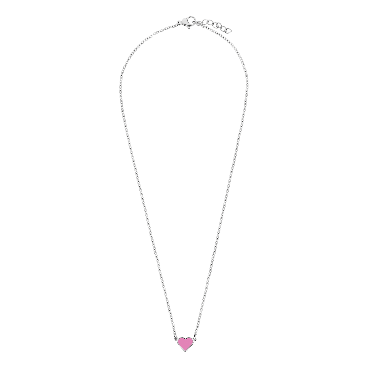 Stainless steel ketting met hart emaille lichtroze