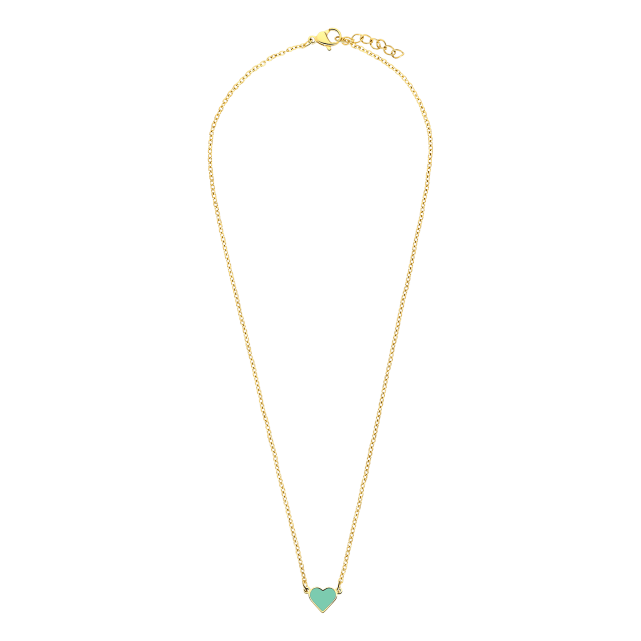 Stalen goldplated ketting met hart emaille mint