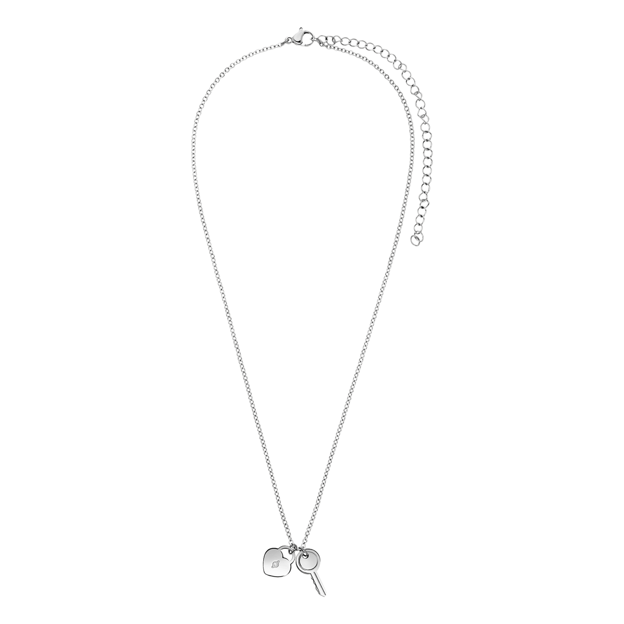 Stainless steel ketting met hanger sleutel en hart