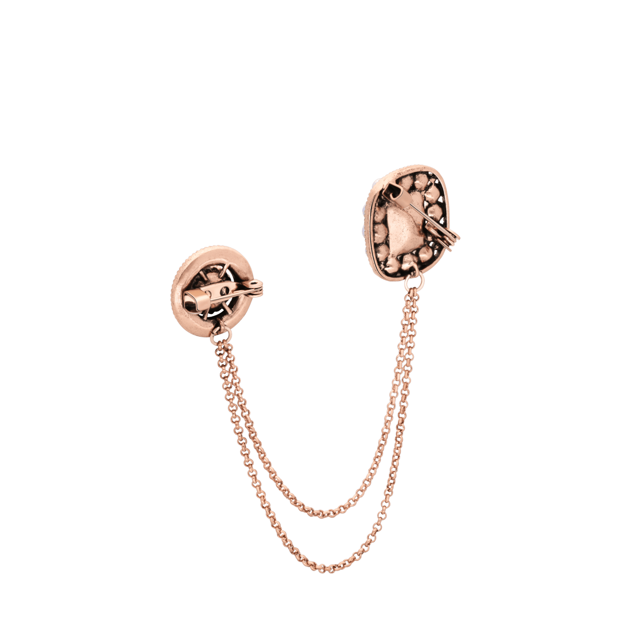 Silberfarbene Bijoux-Brosche mit kleiner Kette