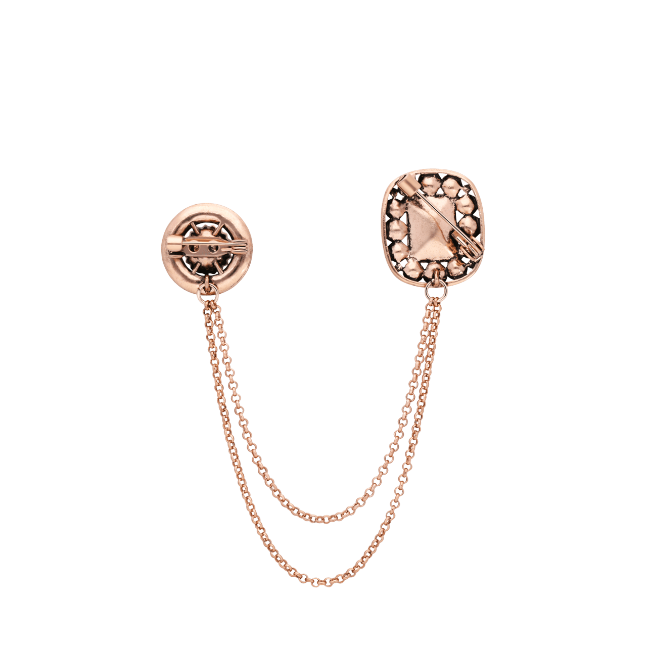 Silberfarbene Bijoux-Brosche mit kleiner Kette