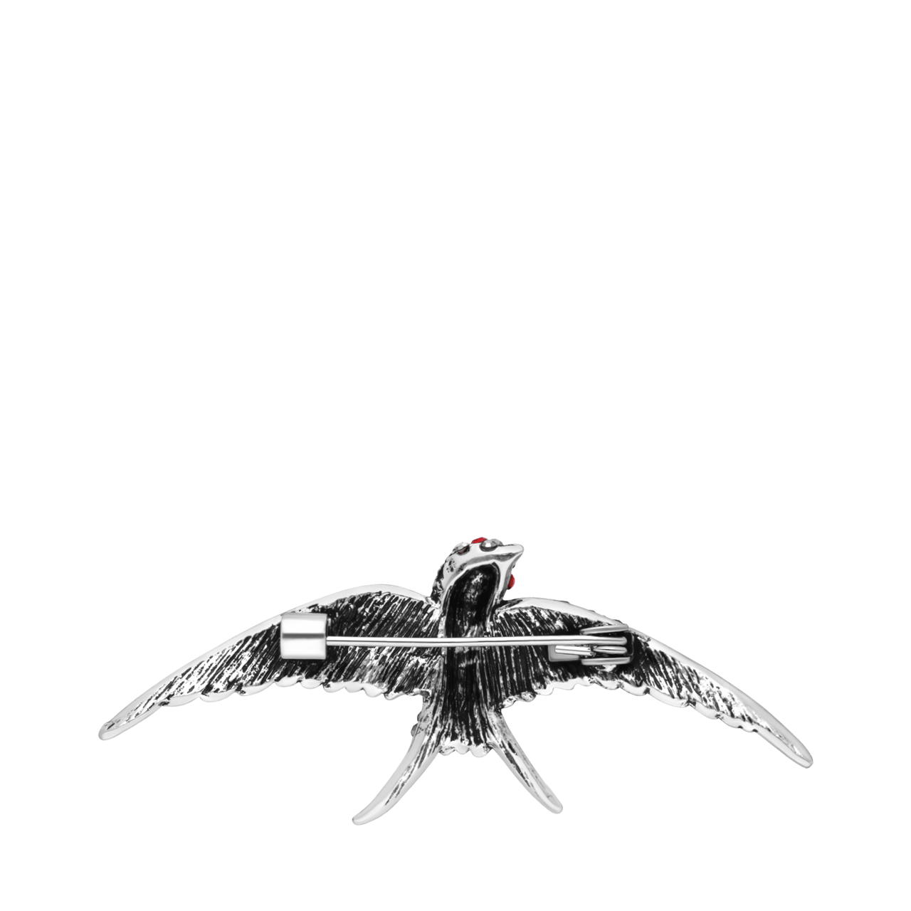 Zilverkleurige bijoux broche vogel