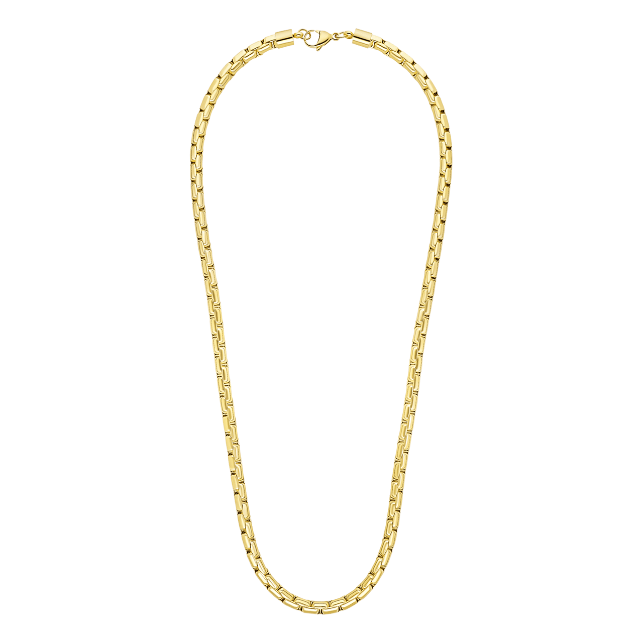 Gerecycled stainless steel goldplated schakelketting voor heren