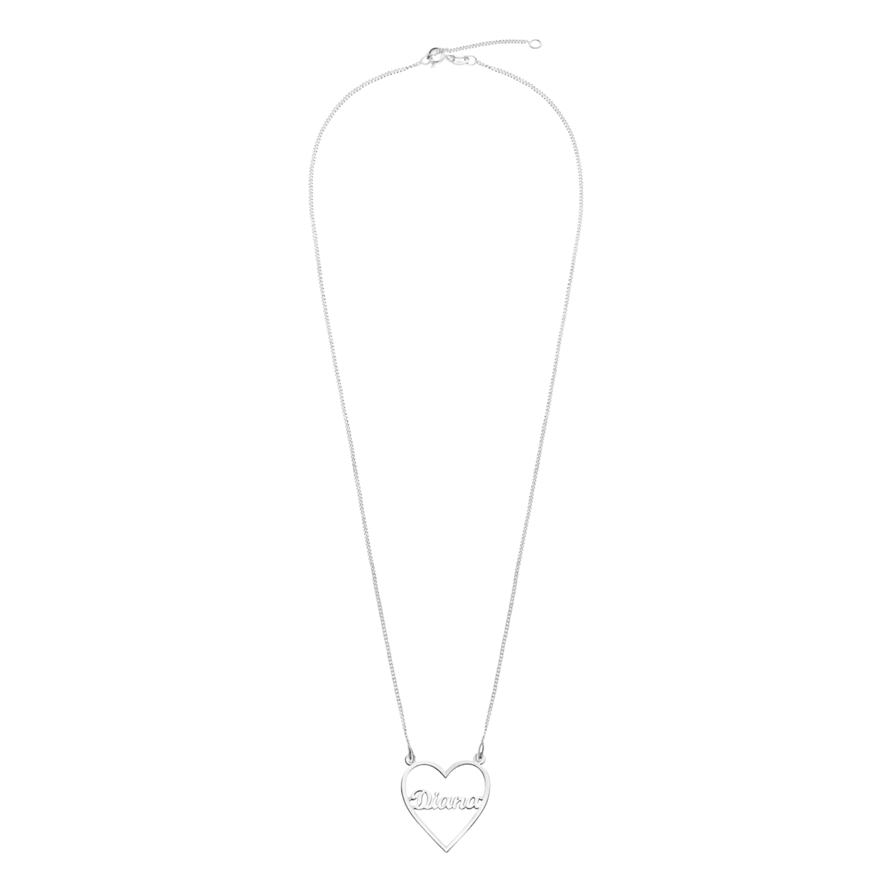 Namenskette, 925 Silber, Herz