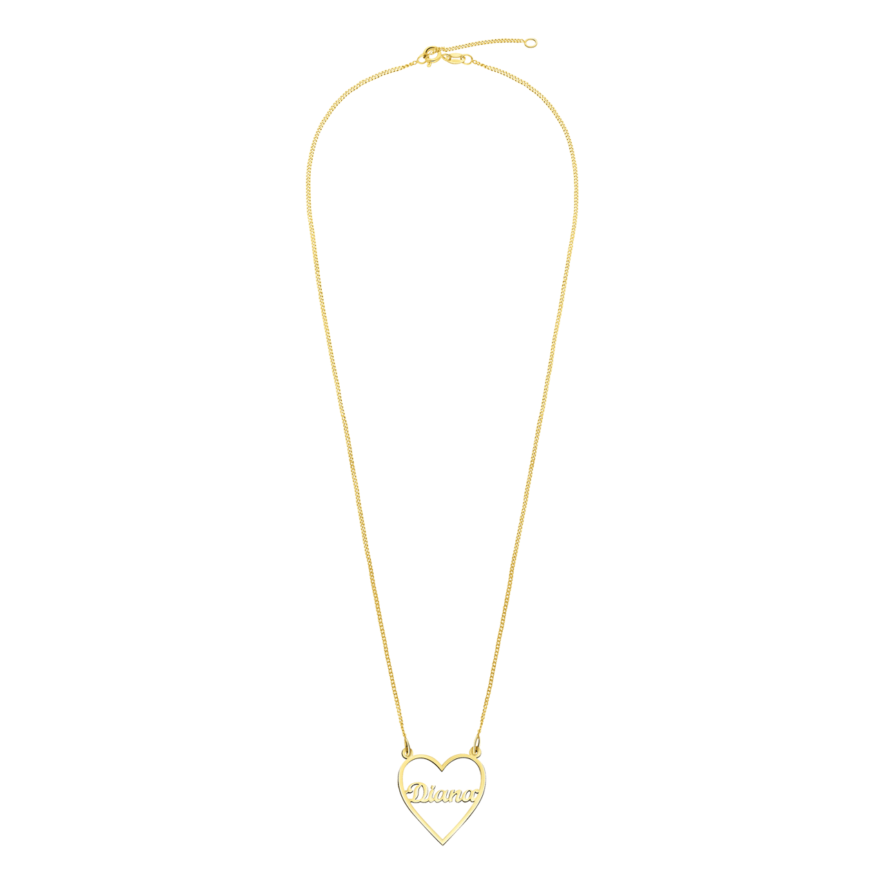Zilveren goldplated naamketting hart voor dames