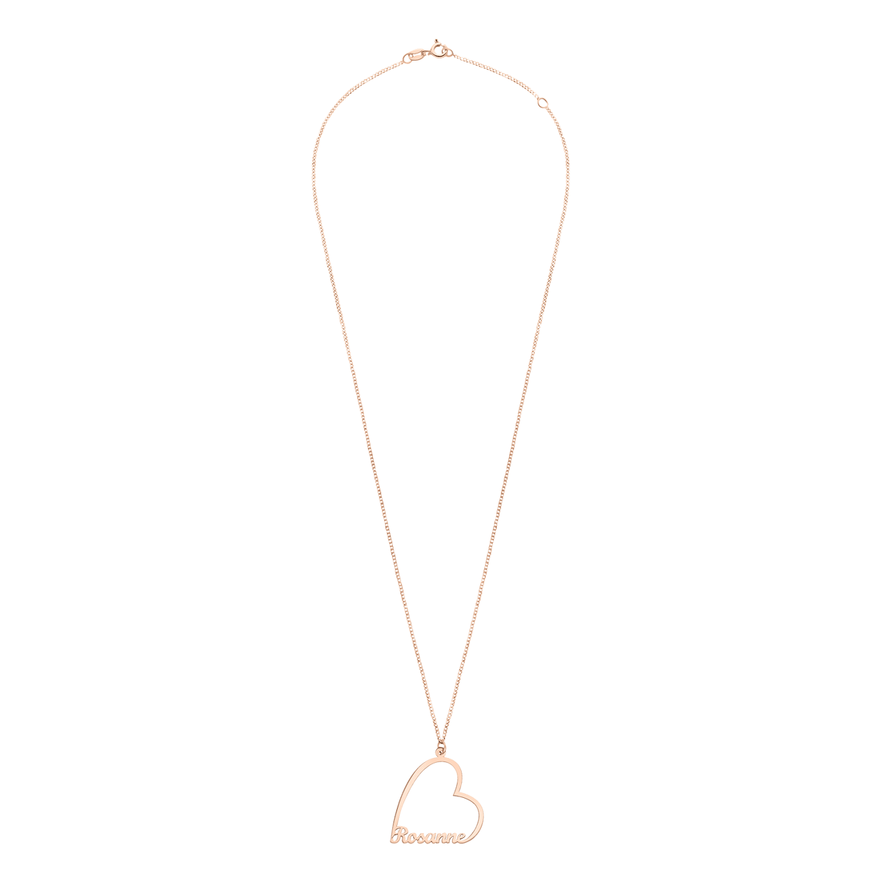 Elora gerecycled zilver zilveren rose plated naamketting hart voor dames