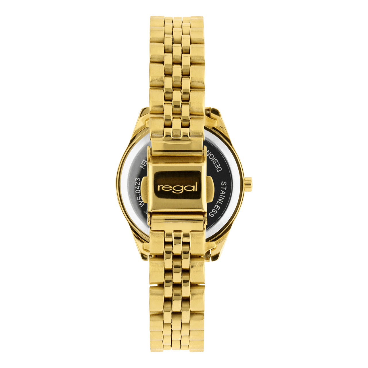 Regal horloge met goudkleurige stainless steel band