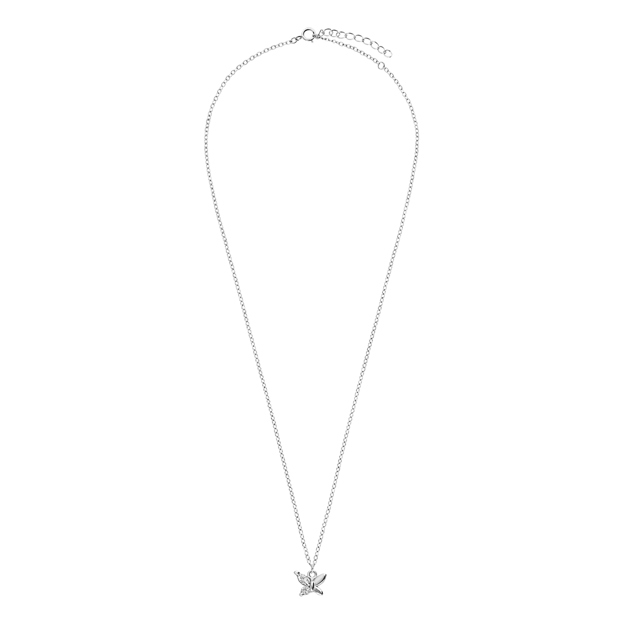 Zilveren ketting met hanger vlinder zirkonia