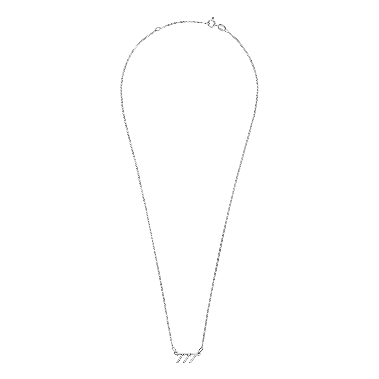 Halskette aus recyceltem 925er Silber, platiniert, mit Engelszahl