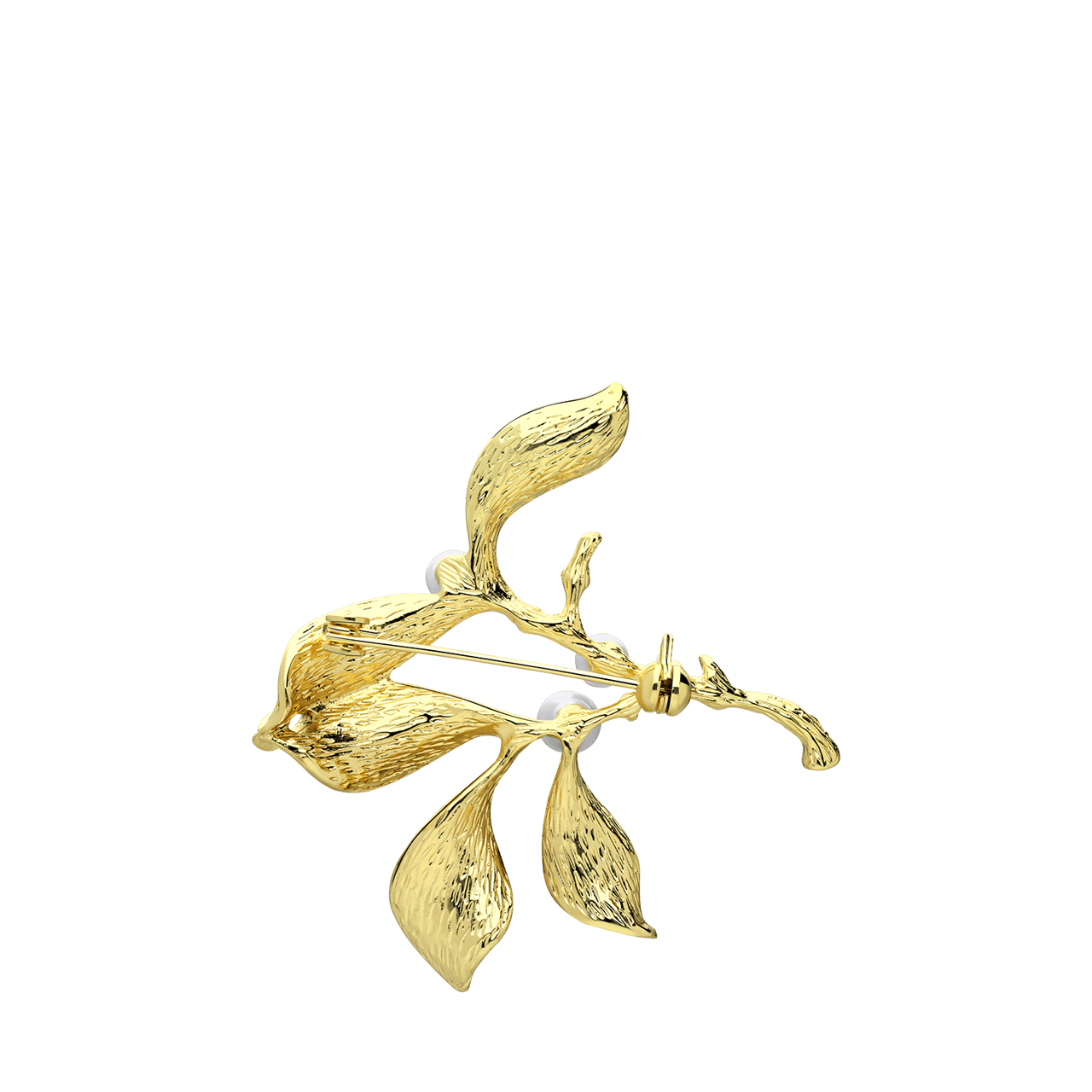 Goudkleurige bijoux broche bloem met parel