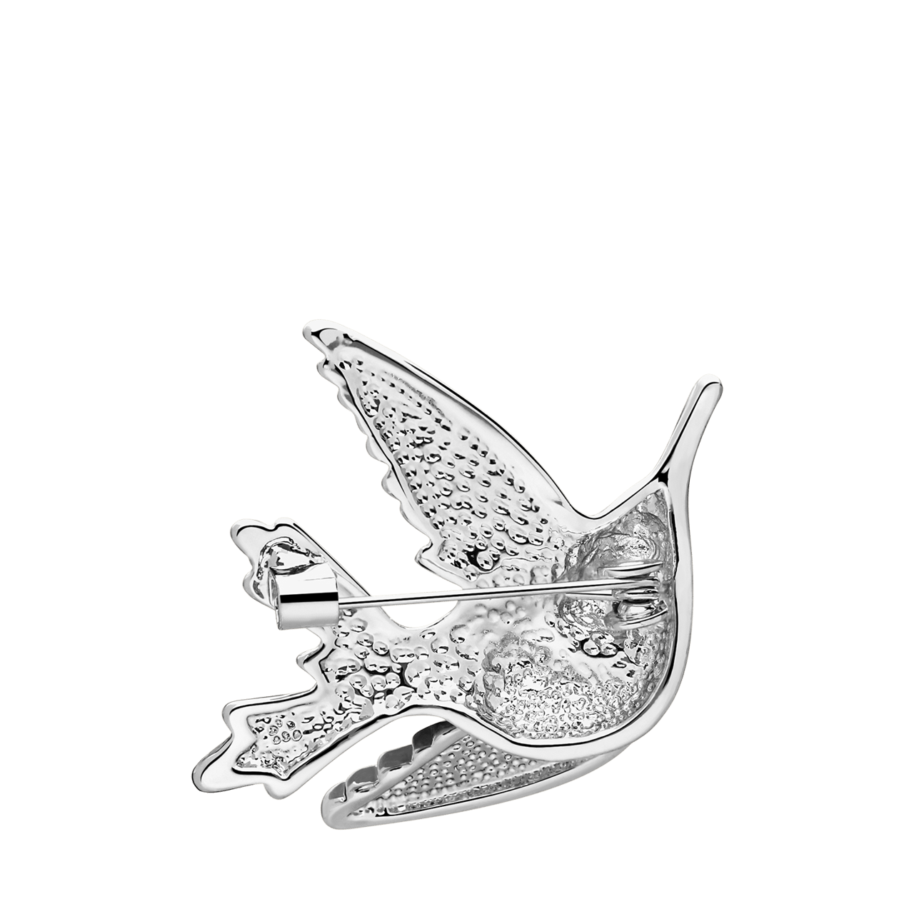 Zilverkleurige bijoux broche vogel
