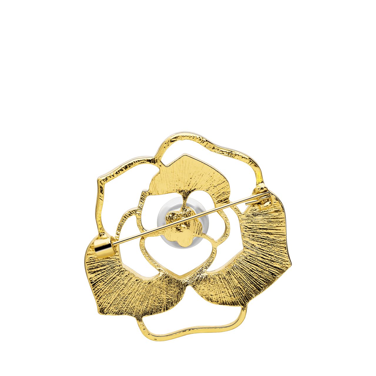 Goudkleurige bijoux broche bloem open gewerkt