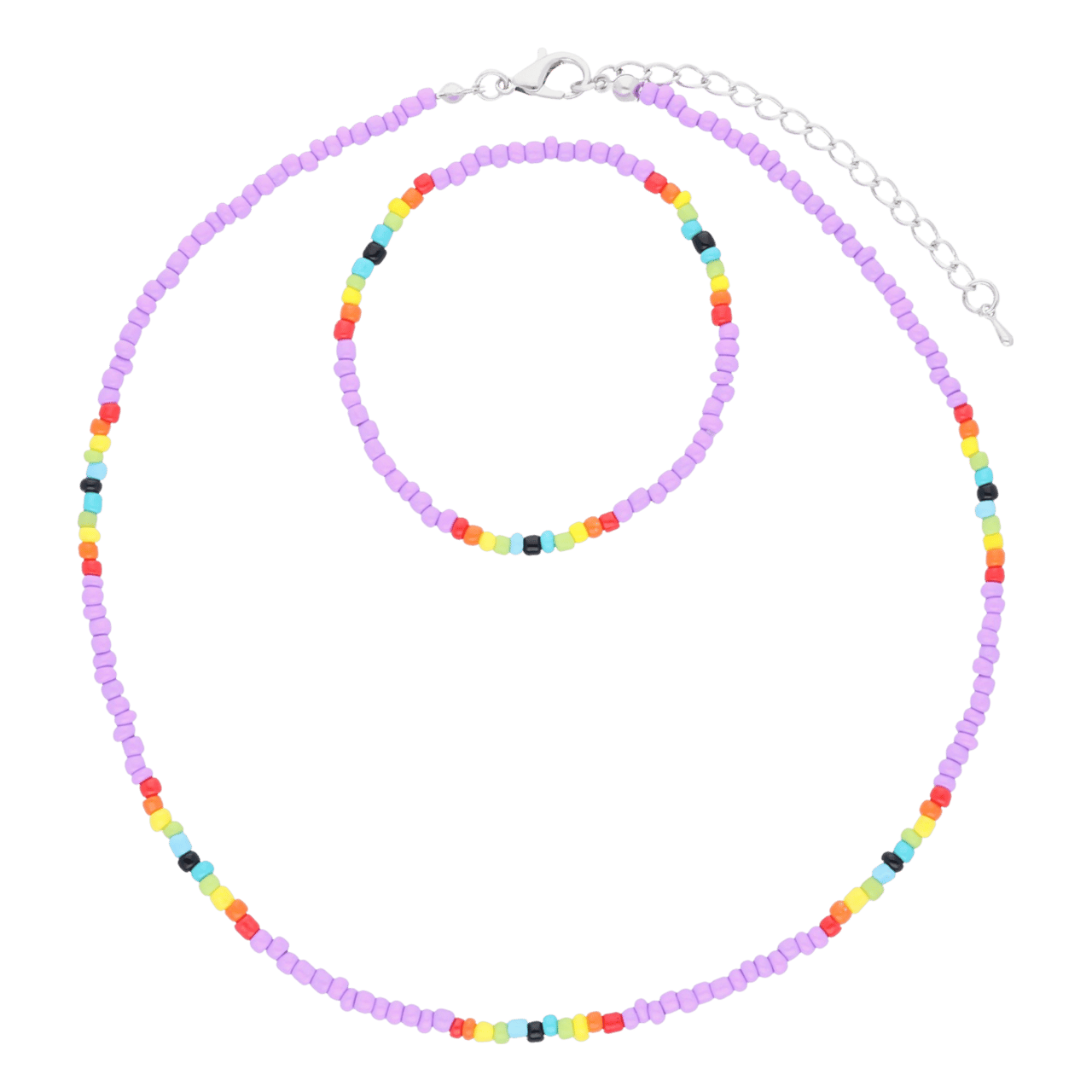 Bijoux kralenketting en armband paars