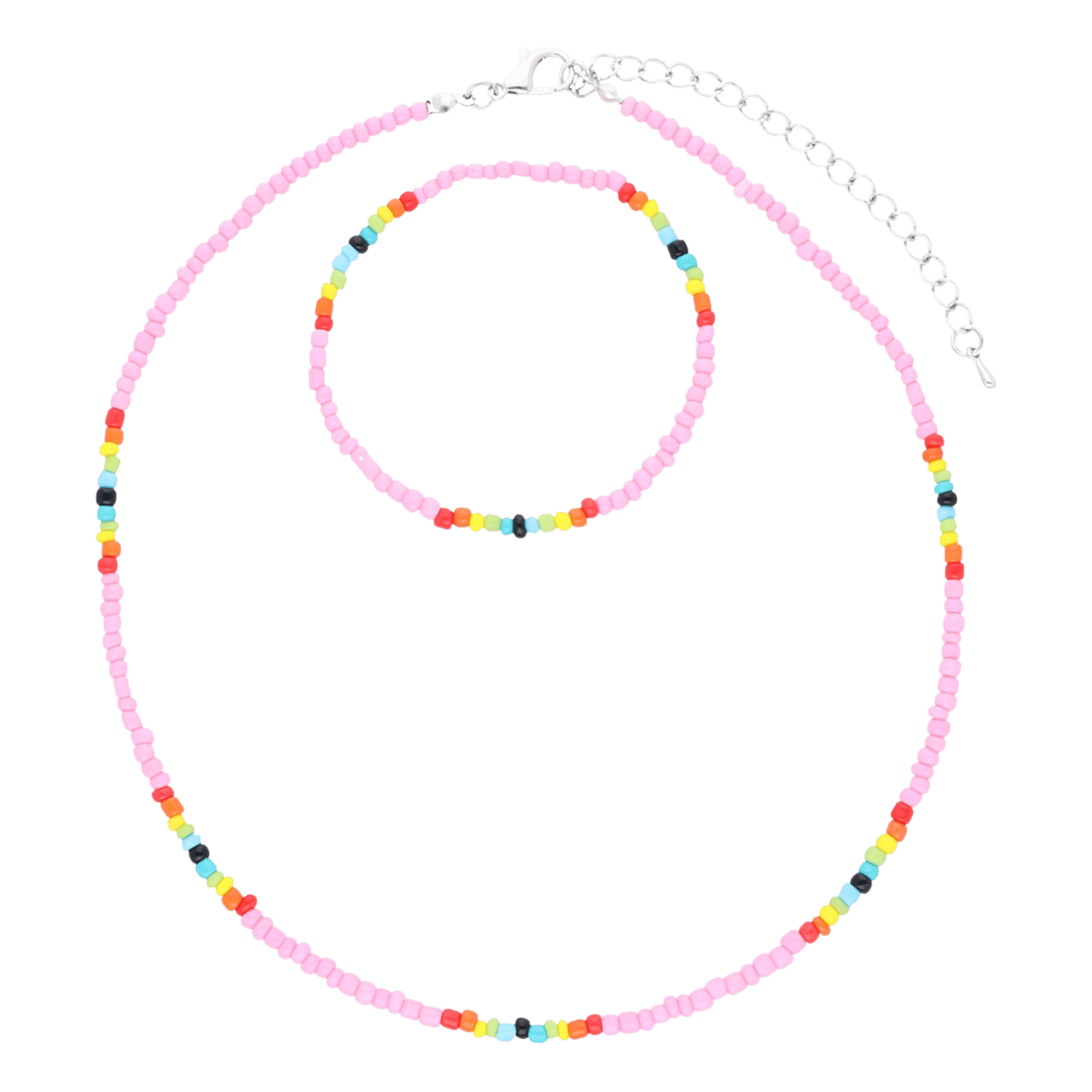 Bijoux kralenketting en armband roze