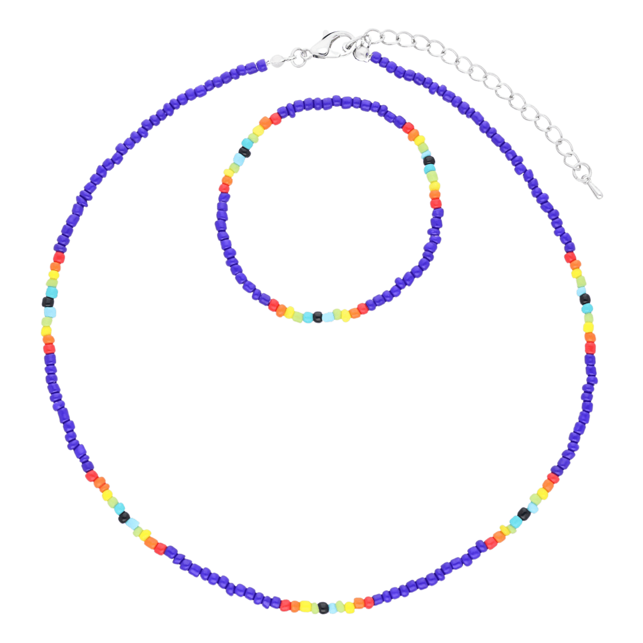 Bijoux kralenketting en armband blauw