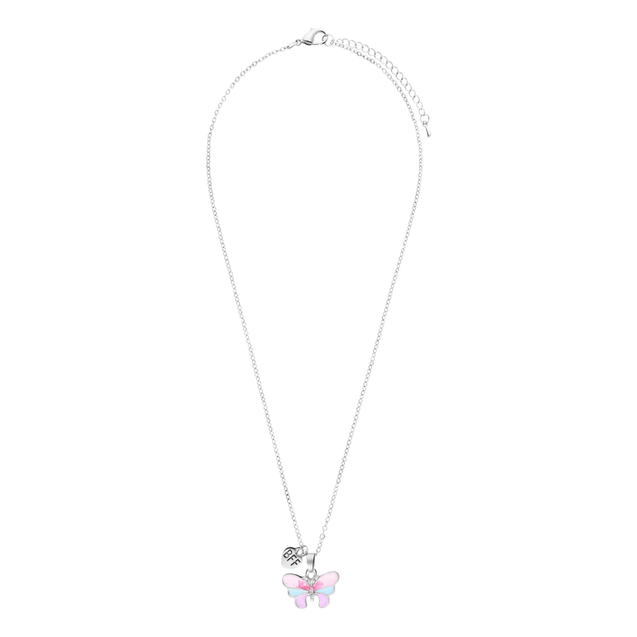 Silbernes Modeschmuckset „BFF" mit Schmetterling 