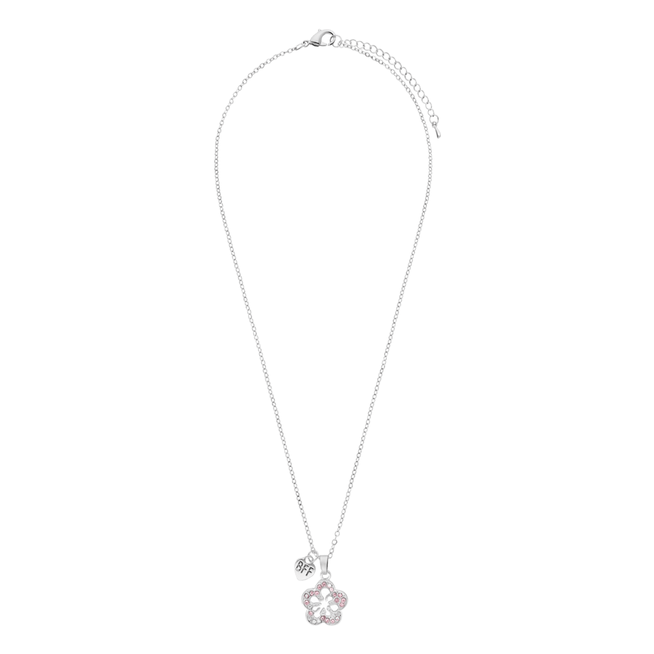 Zilverkleurige bijoux bff bloem roze