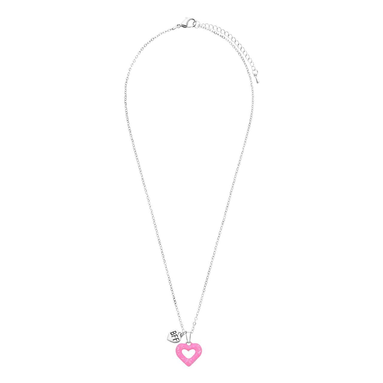 Silbernes Modeschmuckset „BFF" mit offenen Herzen