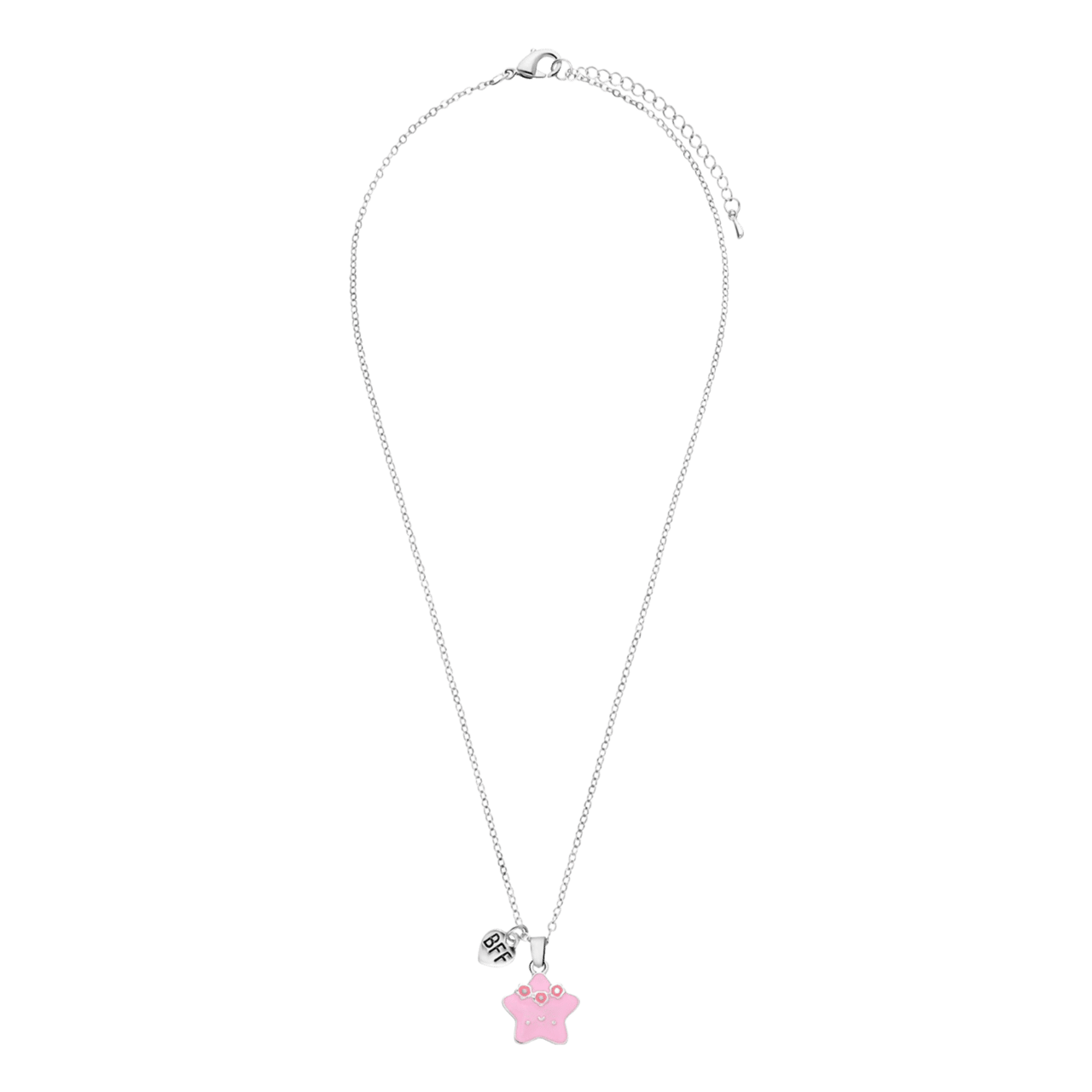 Silbernes Modeschmuckset „BFF" mit Sternen in Weiß und Rosa