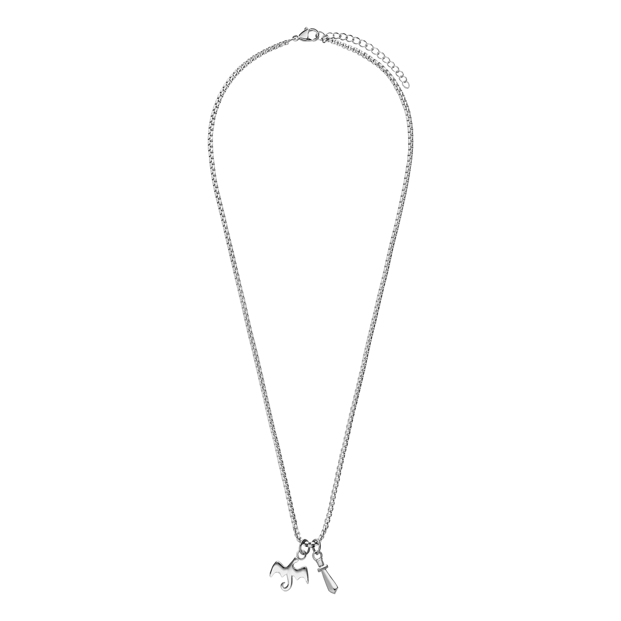 Stainless steel ketting met draak en zwaard hangers