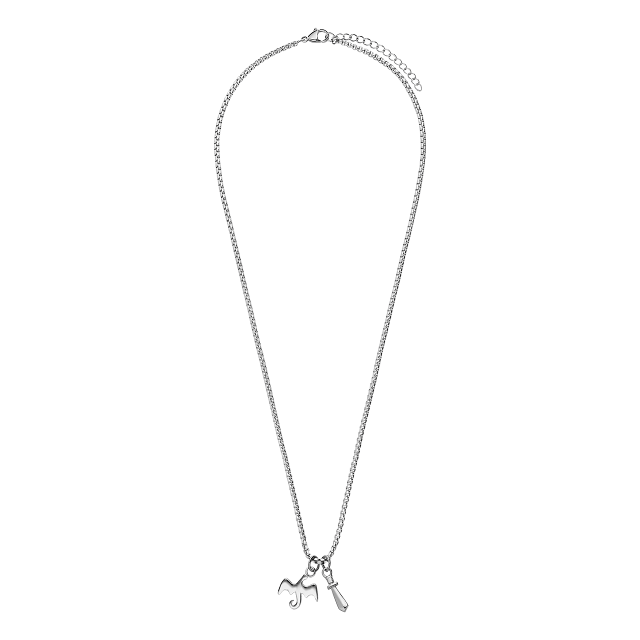 Stalen ketting met draak en zwaard hangers