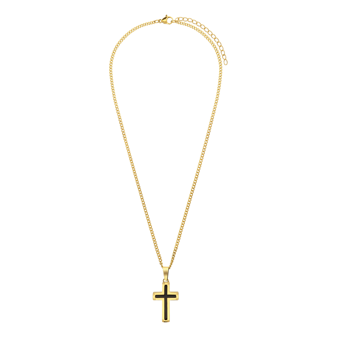 Stainless steel goldplated kinderketting met hanger kruis