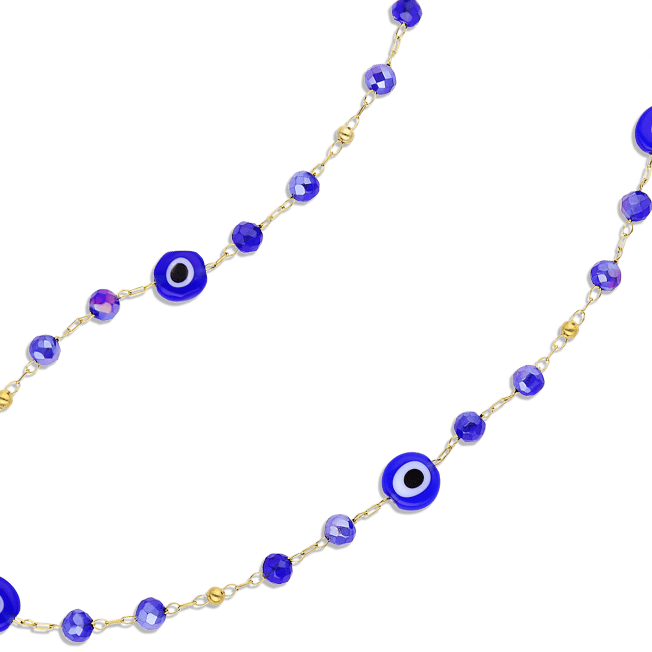 Stainless steel goldplated ketting met boze oog