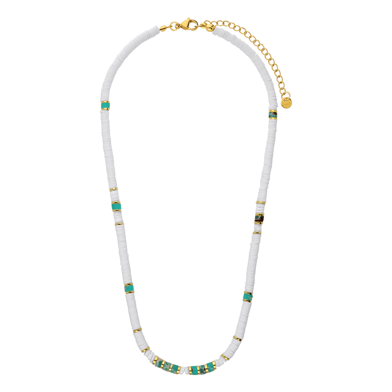 Stainless steel goudkleurige ketting wit en groen