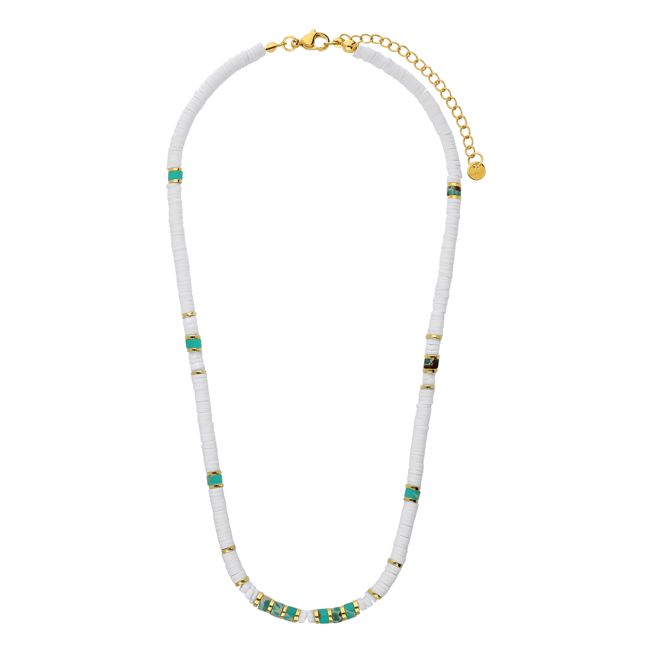 Stalen goudkleurige ketting wit en groen