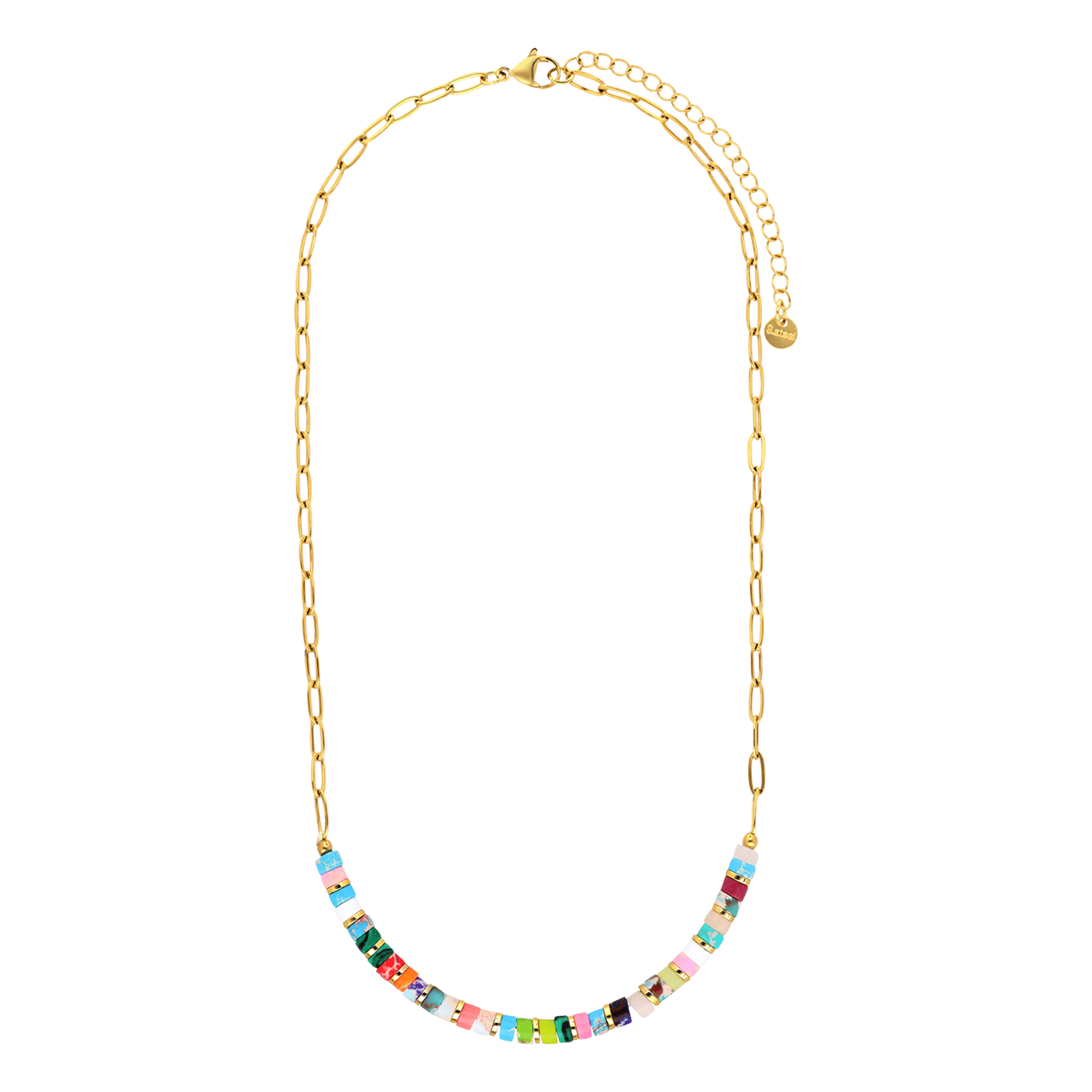 Stainless steel goldplated ketting met hanger met natuursteen voor dames