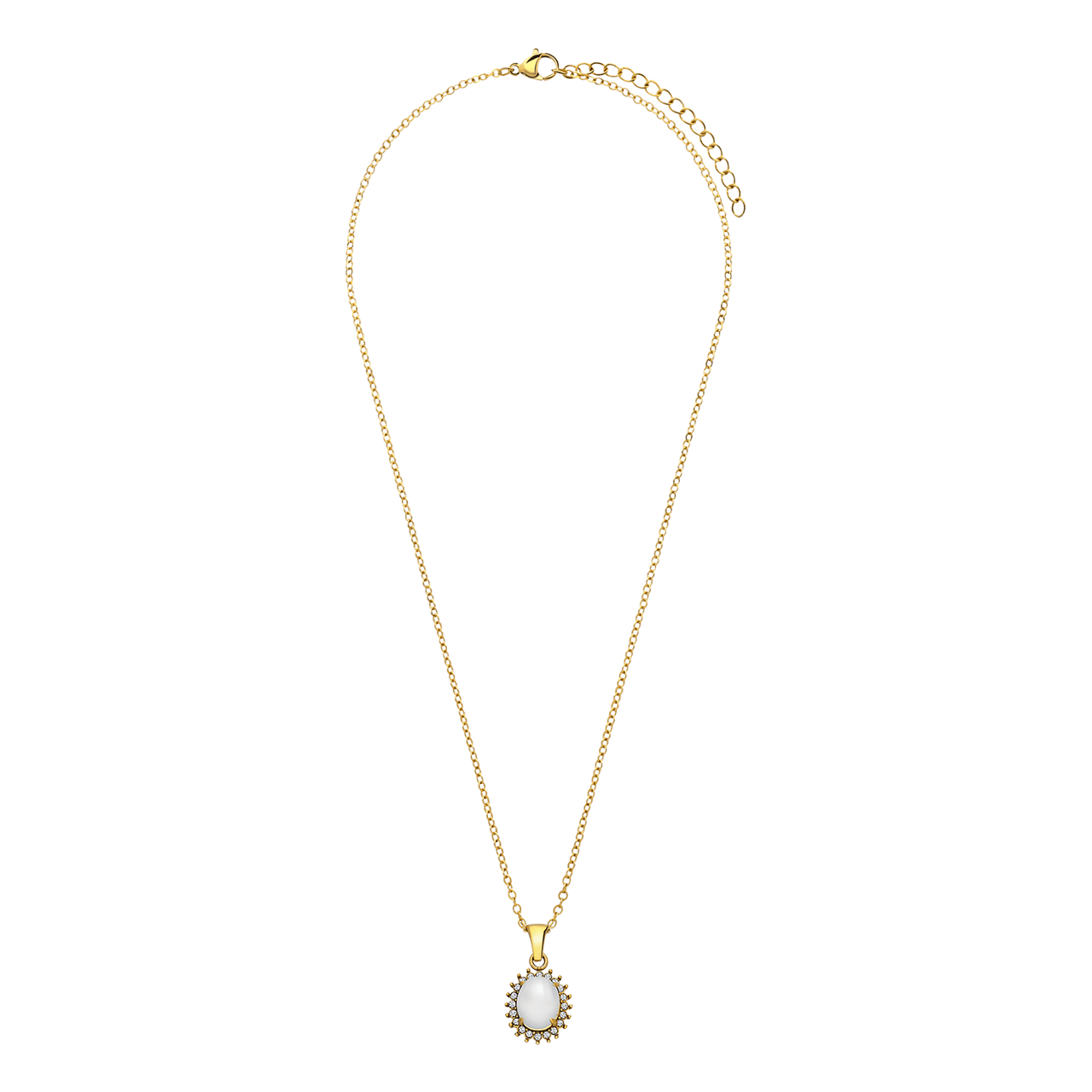 Stainless steel goldplated ketting vintage bloem opaal voor dames