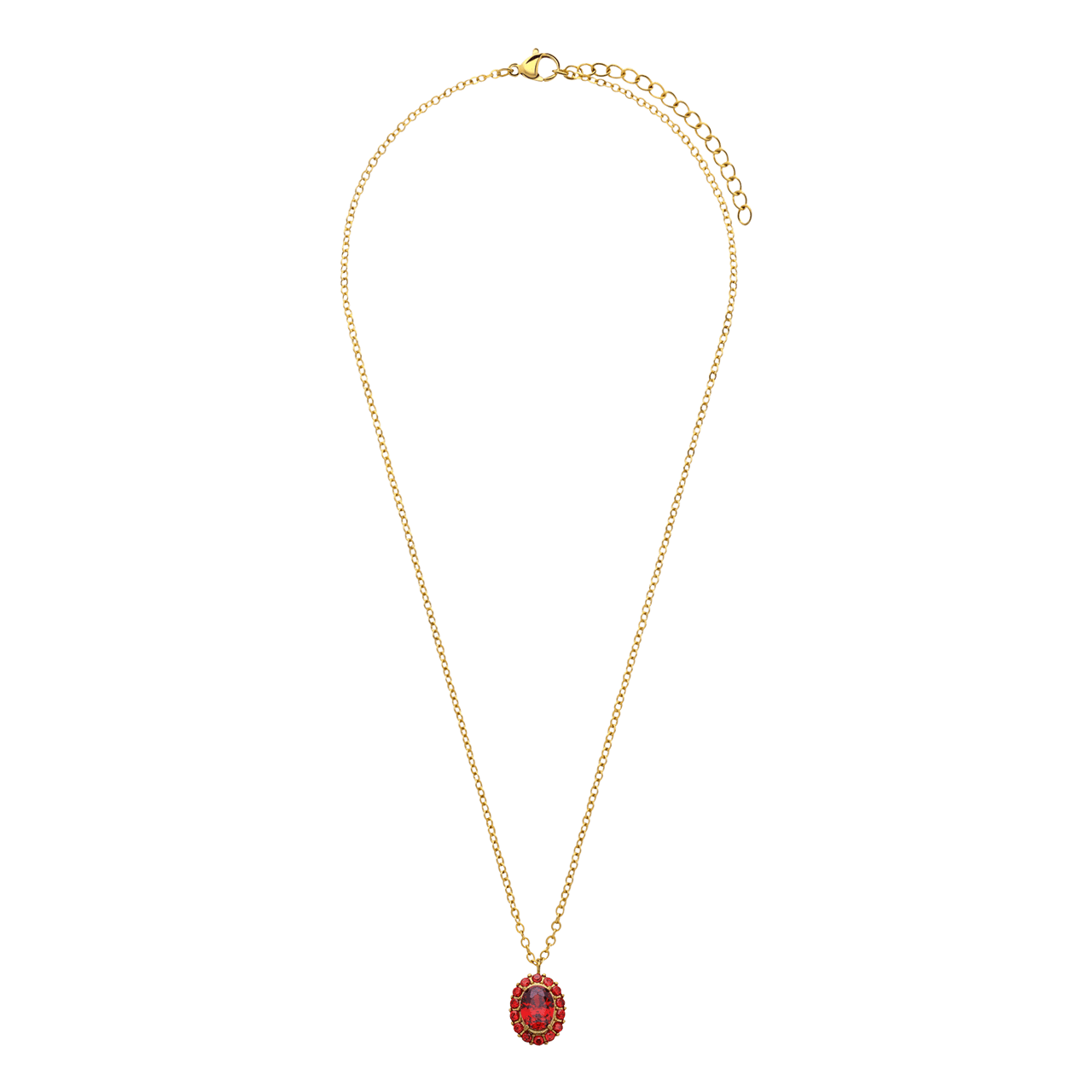 Stainless steel goldplated ketting vintage bloem ent rood voor dames