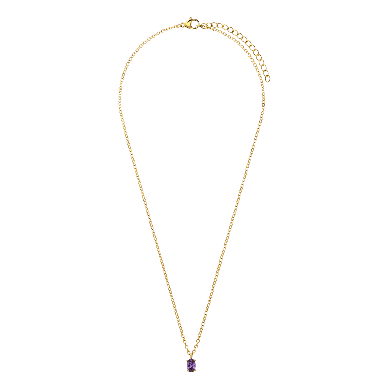 Stainless steel goldplated ketting vintage paars voor dames