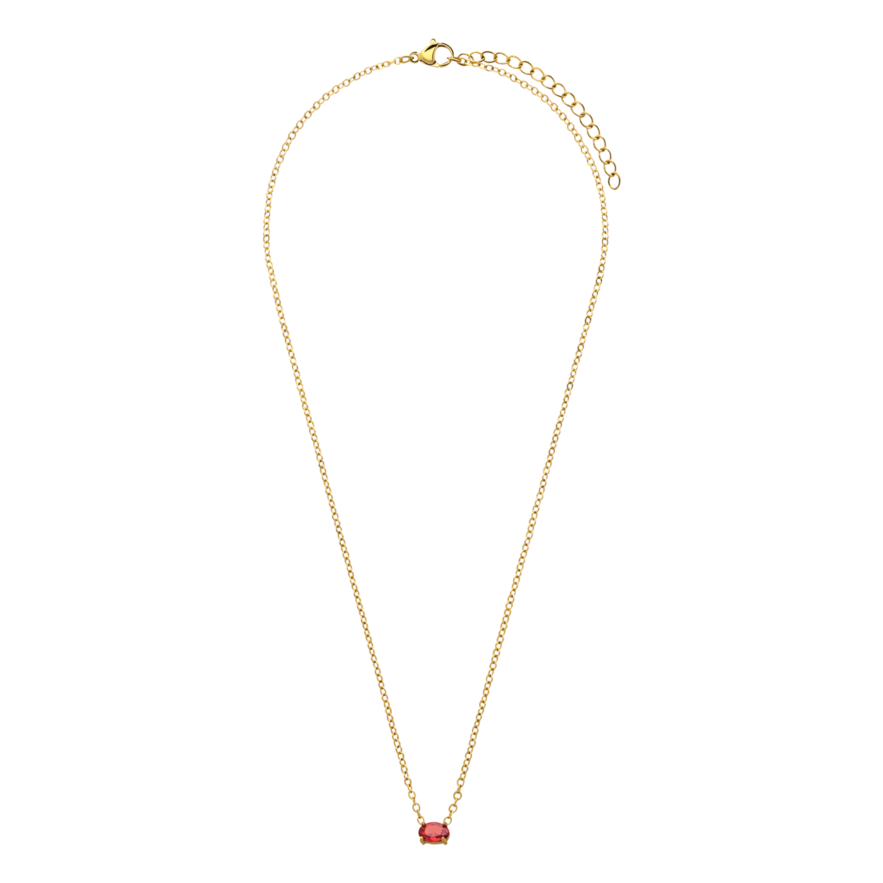 Stainless steel goldplated ketting vintage ruby
