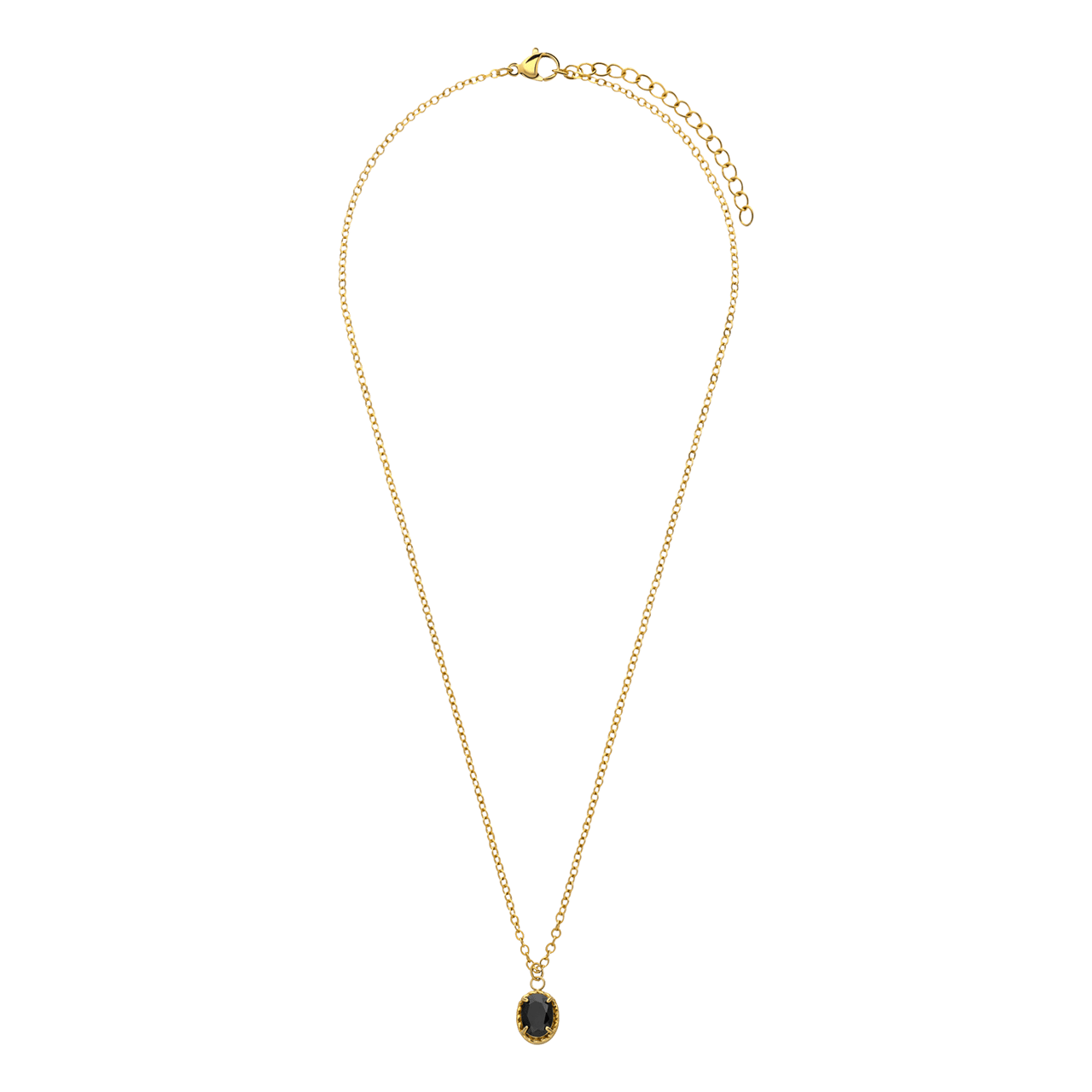 Stalen goldplated ketting met hanger met zirkonia voor dames