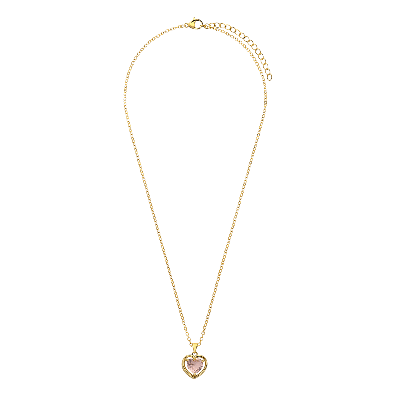 Stalen goldplated ketting vintage hart light peach zirkonia voor dames