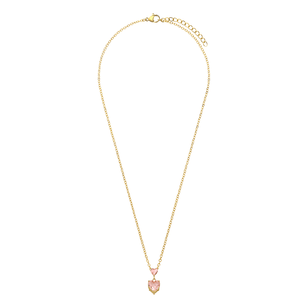 Stainless steel goldplated ketting vintage 2 hart light peach